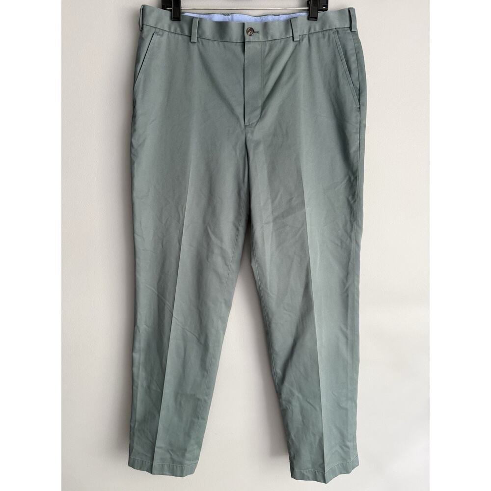 Brooks Brothers Chino Pants Mens 36x32 Green Preppy Lightweight Cotton Clark Fit